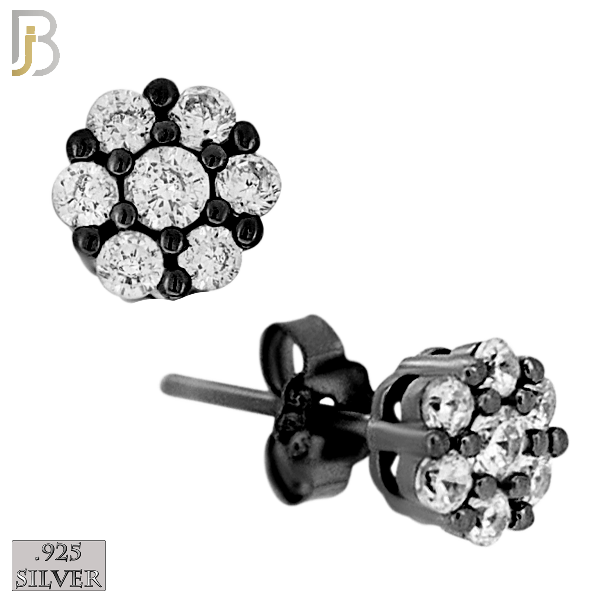 925-ES488K - 925 Sterling Silver Round Flower Push Back Stud Earring image 0