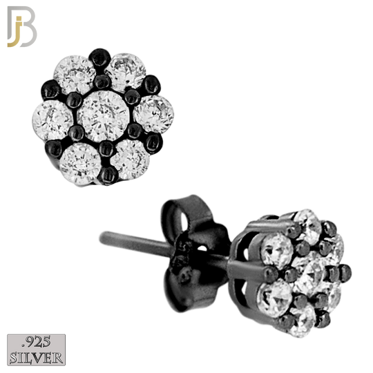 925-ES488K - 925 Sterling Silver Round Flower Push Back Stud Earring image 0