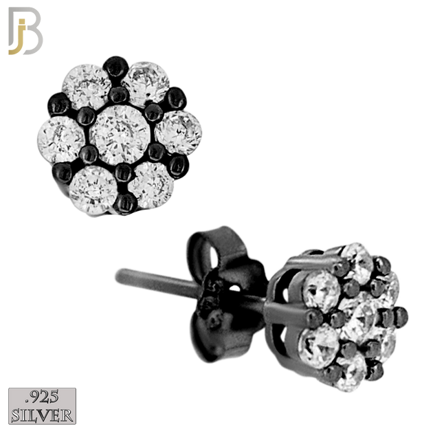 925-ES488K - 925 Sterling Silver Round Flower Push Back Stud Earring image 0