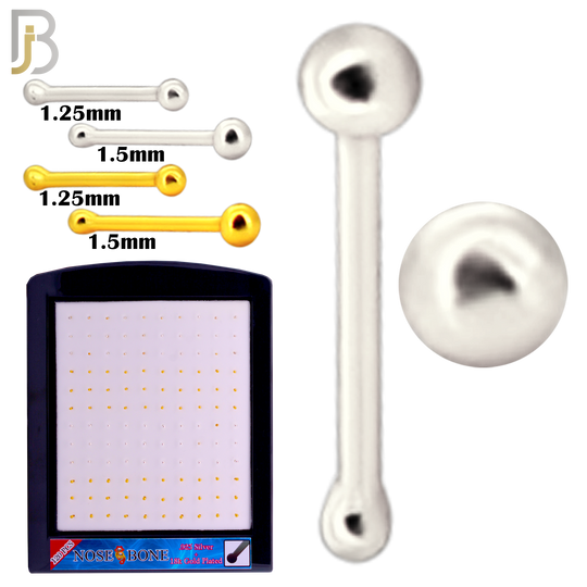 925-PK-NR07YS - 120 Pcs, 925 Sterling Silver Nose Bones, 22g Thickness, Include Plain Ball Silver 1.25mm (30pcs) 1.5mm (30pcs) 18k Gold Plating 1.25mm (30pcs) 1.5mm (30pcs) Packages image 1