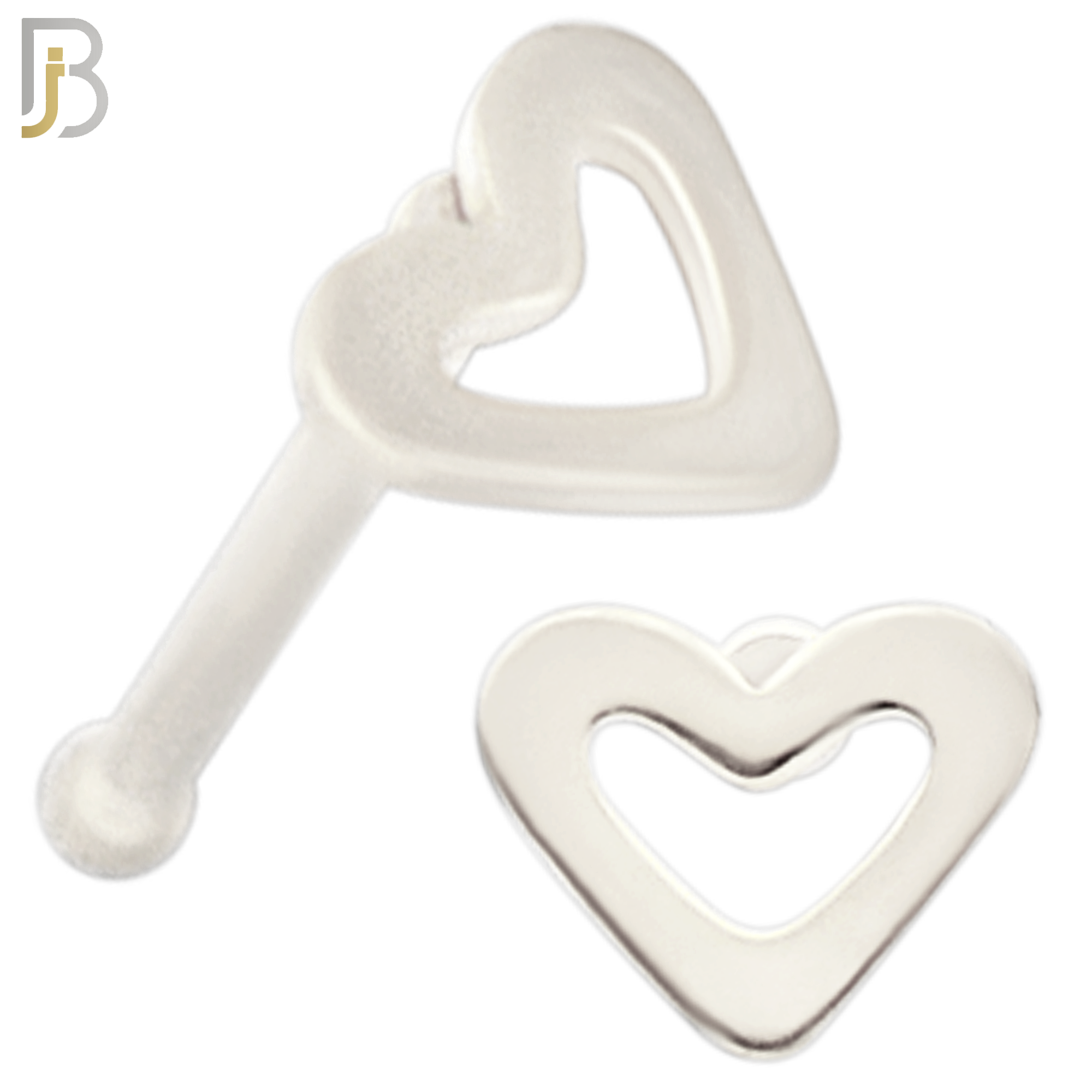 NR37B - 316L Surgical Steel Nose Bone Plain Hollow Heart Design (PACK OF 6) image 1