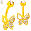 NB109 - 316L Surgical Steel Butterfly CZ studded with Hollow Left Upper Wing Belly Ring image 2