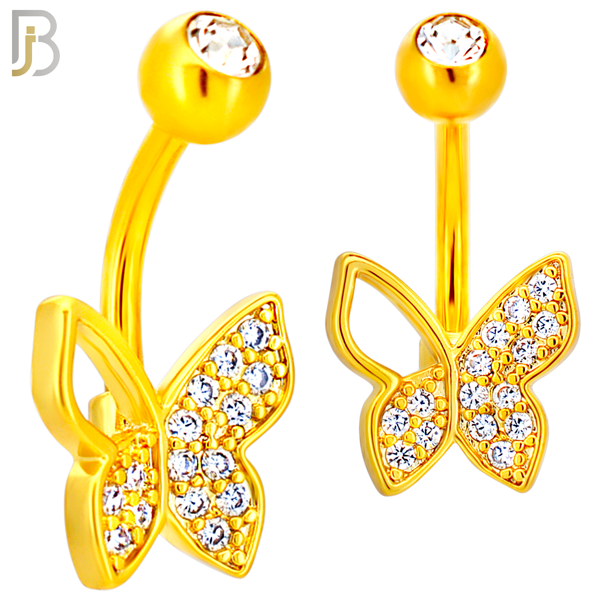 NB109 - 316L Surgical Steel Butterfly CZ studded with Hollow Left Upper Wing Belly Ring image 2