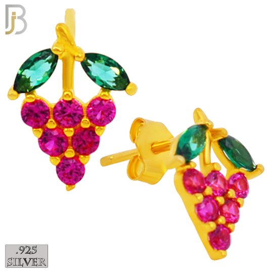 925-ES201 - .925 Sterling Silver Grapes Design Earring Stud with Zircon image 2