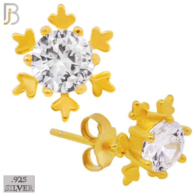 925-ES227 – .925 Sterling Silver Snowflake Design Earring Stud with Zircon image 2