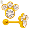 TB71 - 316L Stainless Steel Paw Print with CZ Gems Tragus/Cartilage Barbell (PACK OF 6) image 2