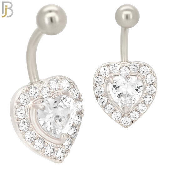 NB11 - 316L Stainless Steel Heart  Zircon  Banana Belly Navel Ring image 1