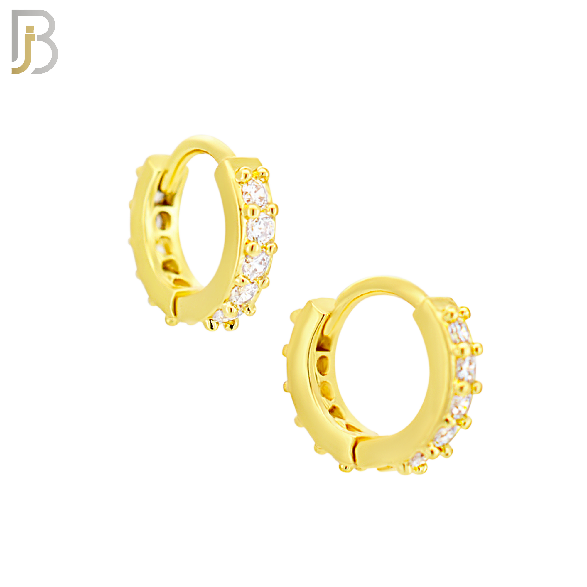 ES02G - 316L Stainless Steel Gold Plated Prong Setting Zircon with 2mm Front Thickness Huggies image 1
