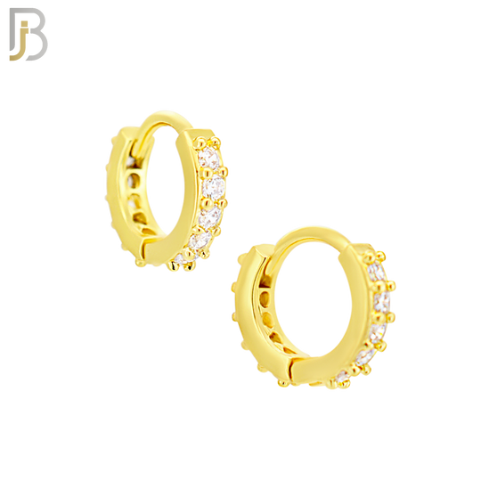 ES02G - 316L Stainless Steel Gold Plated Prong Setting Zircon with 2mm Front Thickness Huggies image 1