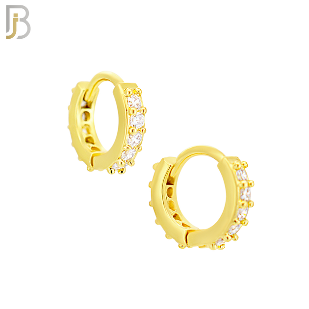 ES02G - 316L Stainless Steel Gold Plated Prong Setting Zircon with 2mm Front Thickness Huggies image 1