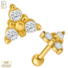 14-TB20 - 14k Yellow Gold Screw Back Three Stone Triangle Shape Tragus Barbell Cartilage Earring image 0