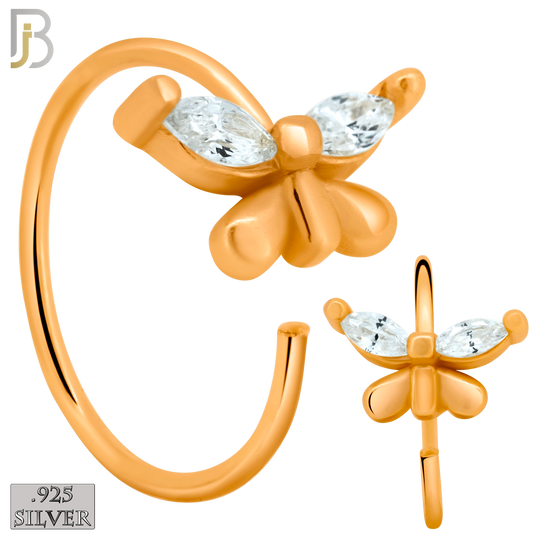 925-CT101-  925 Sterling Silver Butterfly Design with Zircon Nose Hoops (Pack of 6) image 1