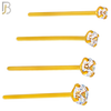 NR02G - 316L Surgical Steel Gold Plated Nose Stud  Prong Set Zircon Round Nose Ring (PACK OF 6) image 0