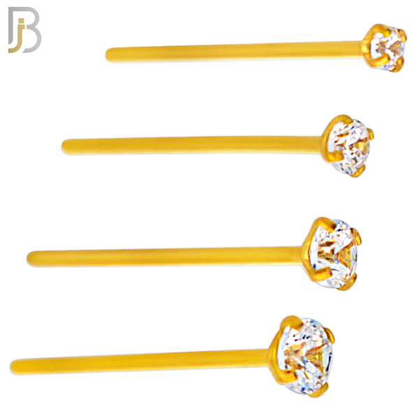 NR02G - 316L Surgical Steel Gold Plated Nose Stud  Prong Set Zircon Round Nose Ring (PACK OF 6) image 0