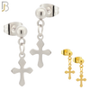 ES119 - 316L Stainless Steel Dangling 15x8mm Cross Design Earrings Stud image 0