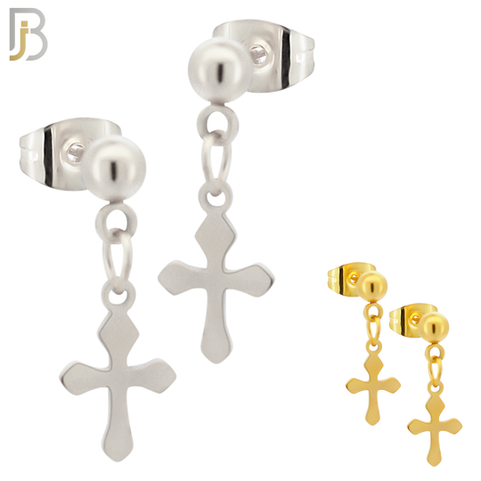 ES119 - 316L Stainless Steel Dangling 15x8mm Cross Design Earrings Stud image 0