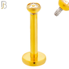 LB07G - 316L Surgical Steel Gold Plated Bar Press Fit Zircon Bezel Monroe Labret Screw Internally Threaded  Flat Back (PACK OF 6) image 2