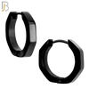 ES173 - 316L Stainless Steel Plain Huggies Hexagon Shape Round Inside Clip On image 2