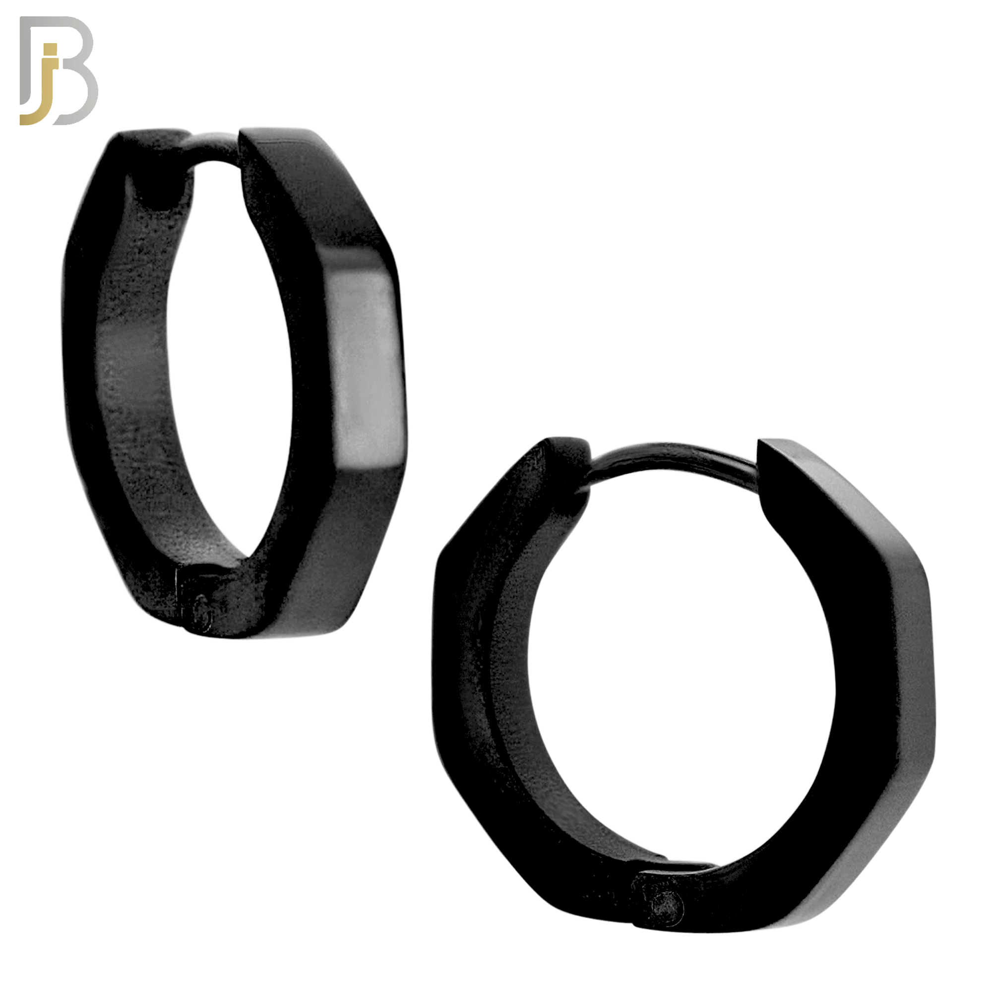ES173 - 316L Stainless Steel Plain Huggies Hexagon Shape Round Inside Clip On image 2