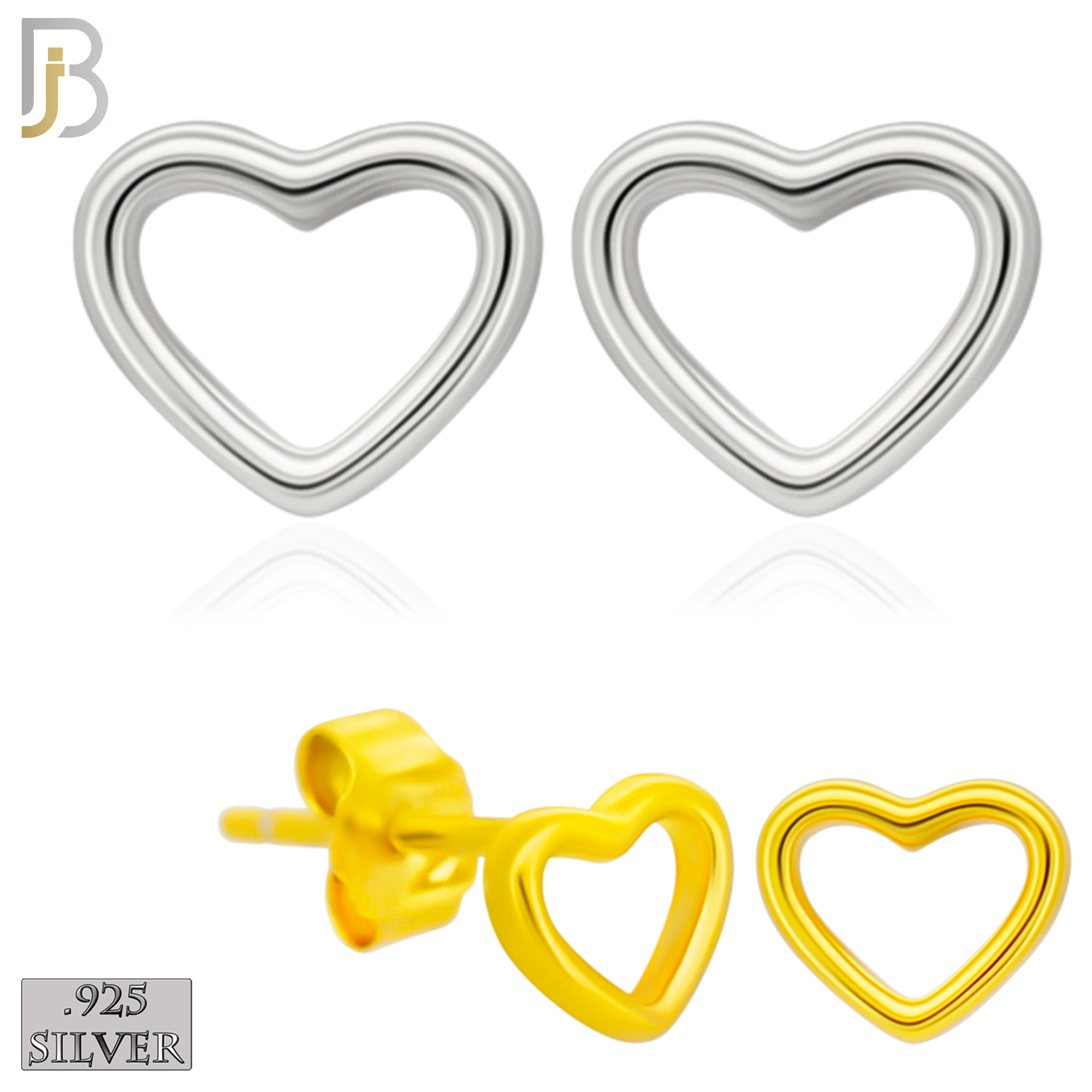925-ES462 - 925 Sterling Silver Hollow Heart Design Earrings (Butterfly Backing) image 0