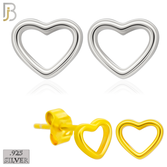 925-ES462 - 925 Sterling Silver Hollow Heart Design Earrings (Butterfly Backing) image 0