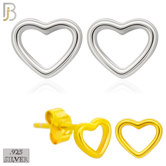 925-ES462 - 925 Sterling Silver Hollow Heart Design Earrings (Butterfly Backing) image 0