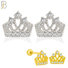 925-ES209 - Screw Ball Back - .925 Sterling Silver Crown Design Earring Stud with Clear Zircon image 0