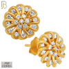 925-ES30 - .925 Sterling Silver Swirl Flower Design with Zircon Earrings Stud image 2