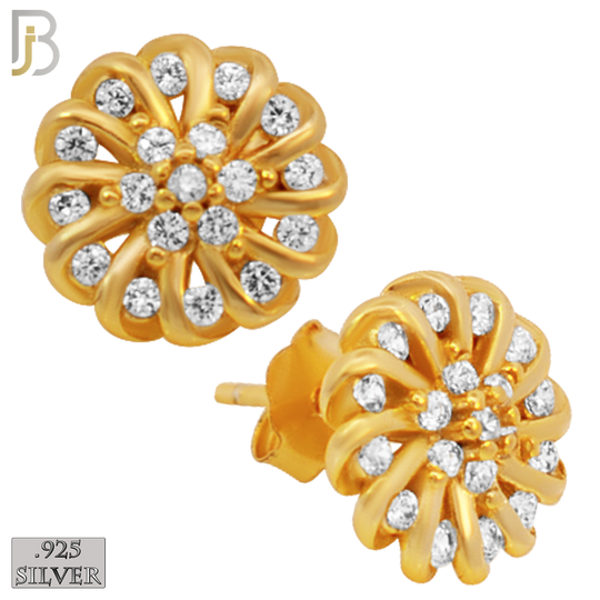 925-ES30 - .925 Sterling Silver Swirl Flower Design with Zircon Earrings Stud image 2