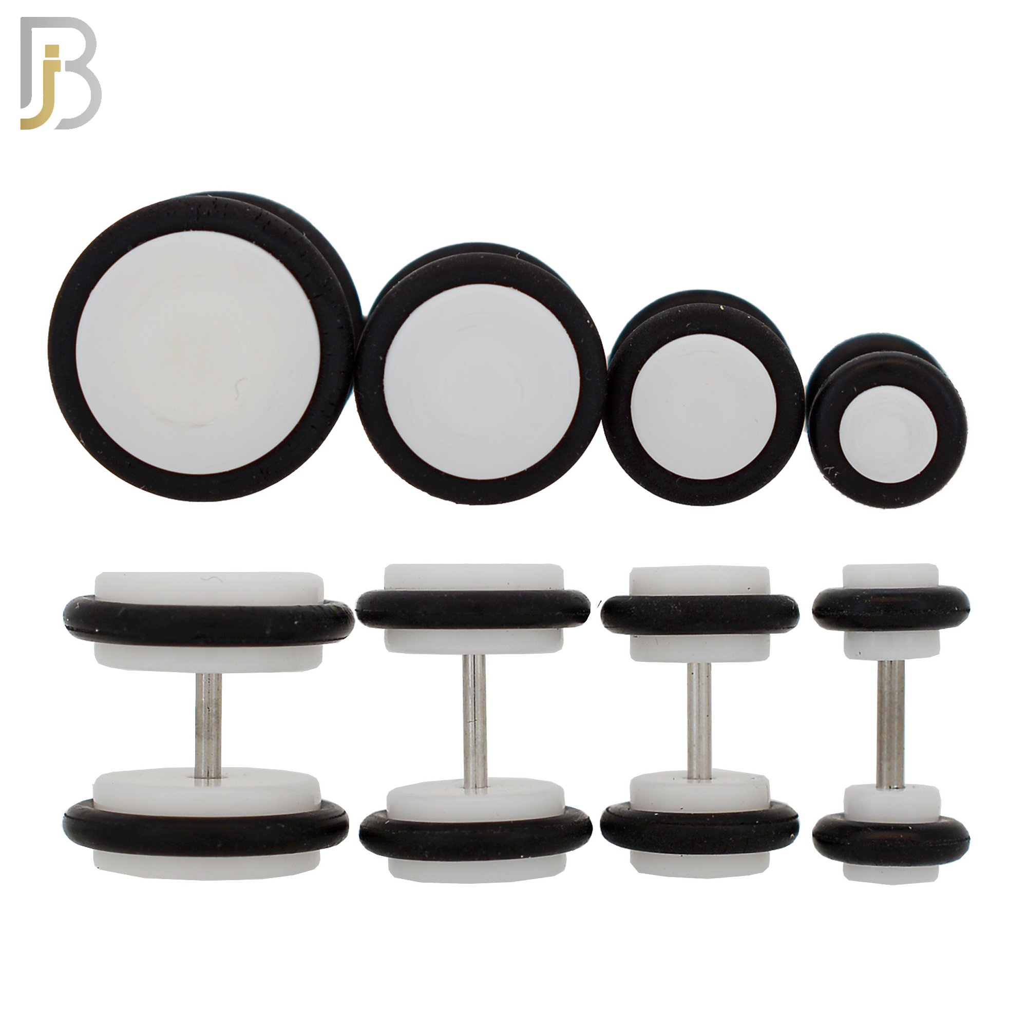 FP01W - White Acrylic Fake Plug with O-ring (PACK OF 3 PAIRS) image 1