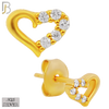 925-ES256 - .925 Sterling Silver Heart Hollow with 5 Zircon Design Earrings Stud image 2