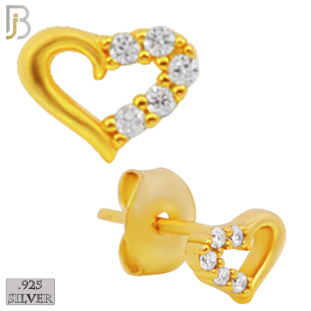 925-ES256 - .925 Sterling Silver Heart Hollow with 5 Zircon Design Earrings Stud image 2
