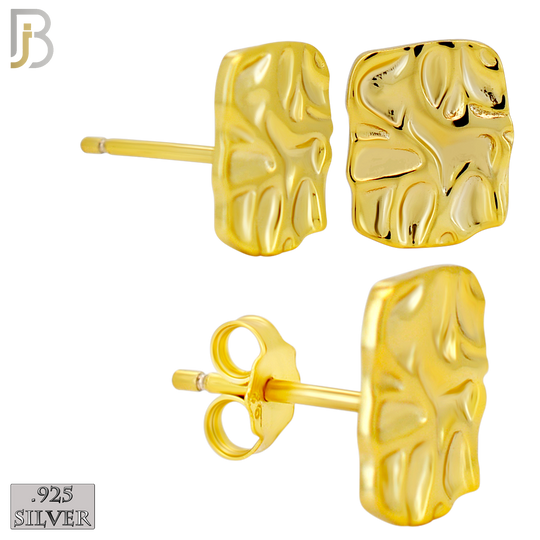 925-ES518 - 925 Sterling Silver Flat (Thin) Rectangle Nugget Push Back Earrings - 8x10mm image
