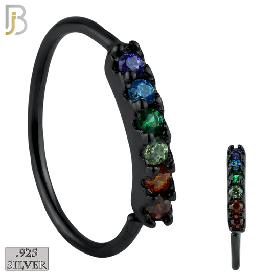925-CT12 - 925 Sterling Silver wide 22g Thickness 6 Zircon Prong Setting Hoops Piercing (PACK OF 6) image 6