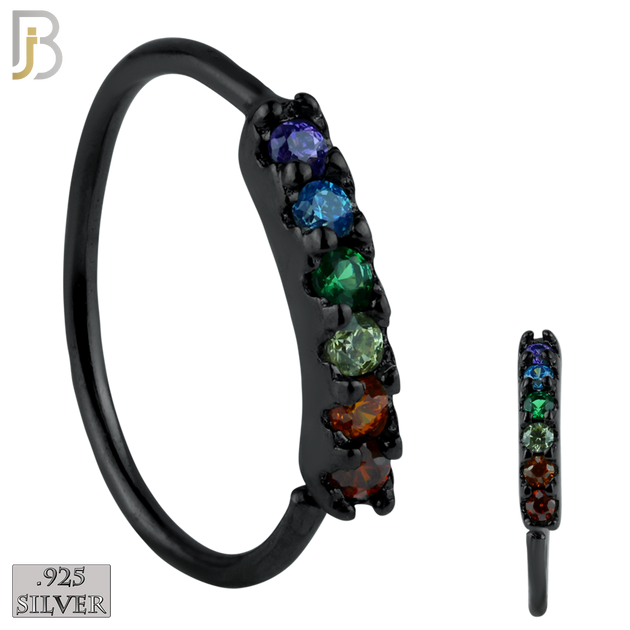 925-CT12 - 925 Sterling Silver wide 22g Thickness 6 Zircon Prong Setting Hoops Piercing (PACK OF 6) image 6