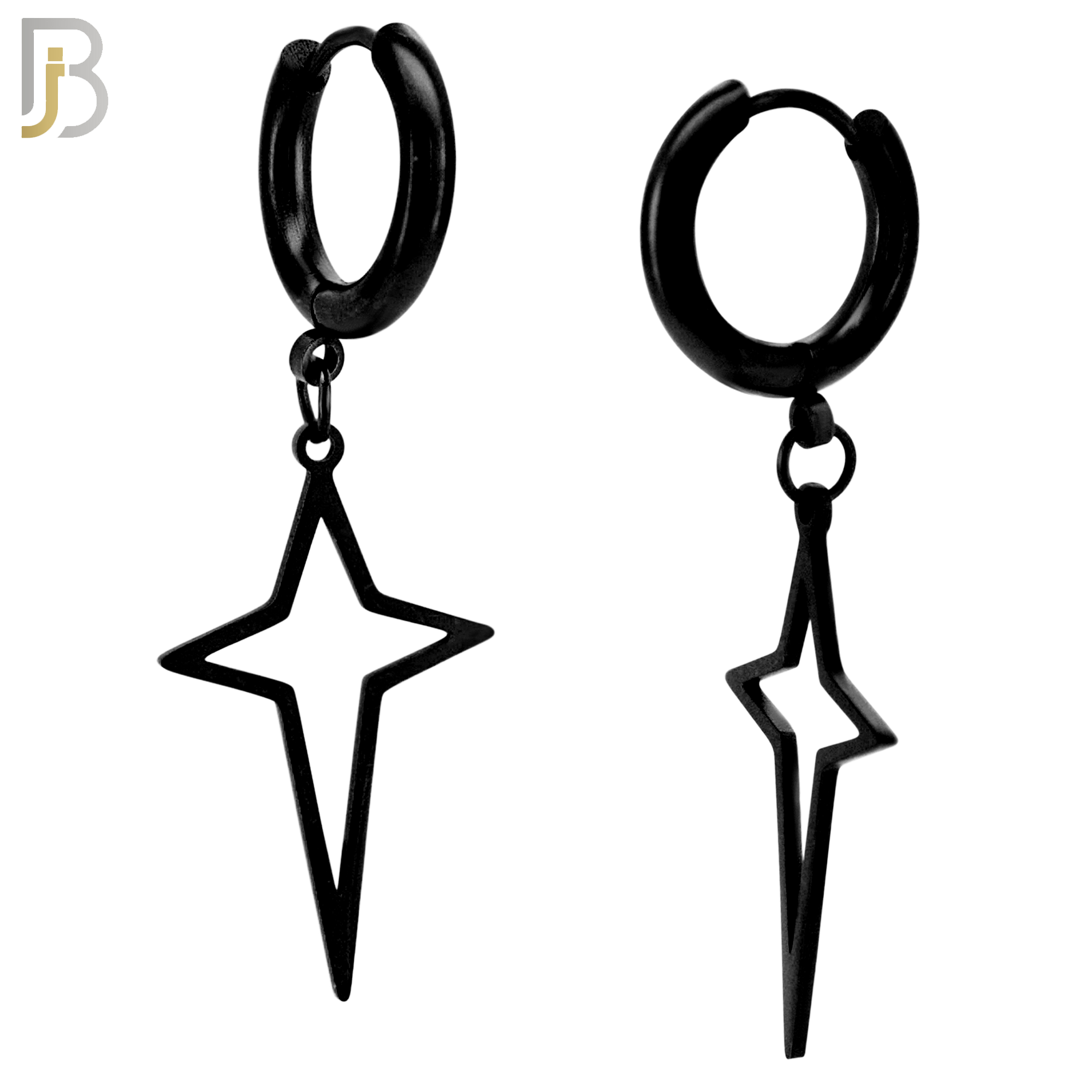 ES45 - 316L Stainless Steel Dangling Spike Cross Hollow Design Huggies Clip On image 2