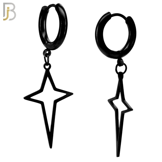 ES45 - 316L Stainless Steel Dangling Spike Cross Hollow Design Huggies Clip On image 2