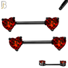 NP03K - 316L Surgical Steel Black Plated Screw Prong Heart Zircon Nipple Ring Piercing image 0