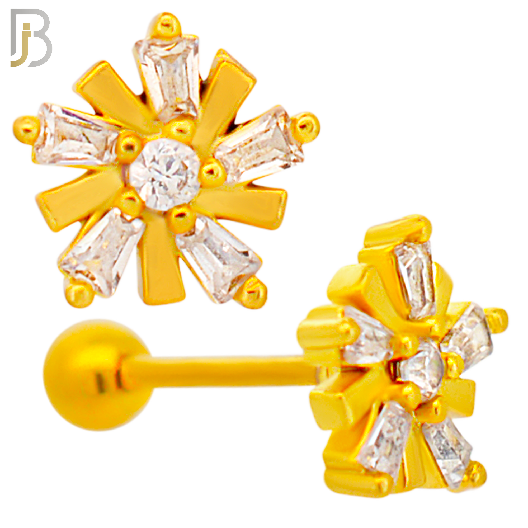 TB98 -  316L Stainless Steel Snowflake Tragus/Cartilage Barbell (PACK OF 6) image 2