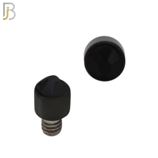DM01KK -  Black Plated Surgical Steel Dermal Bezel Black Cubic Zirconia 1.2mm Screw Top (PACK OF 6) image 1