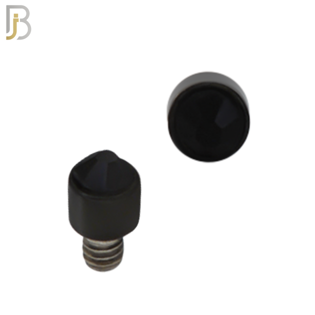 DM01KK -  Black Plated Surgical Steel Dermal Bezel Black Cubic Zirconia 1.2mm Screw Top (PACK OF 6) image 1