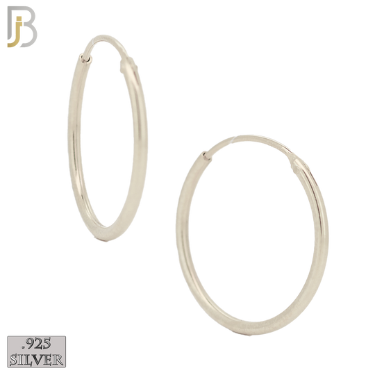 925-ES310S - .925 Sterling Silver Plain Hoop Earrings - 25mm image