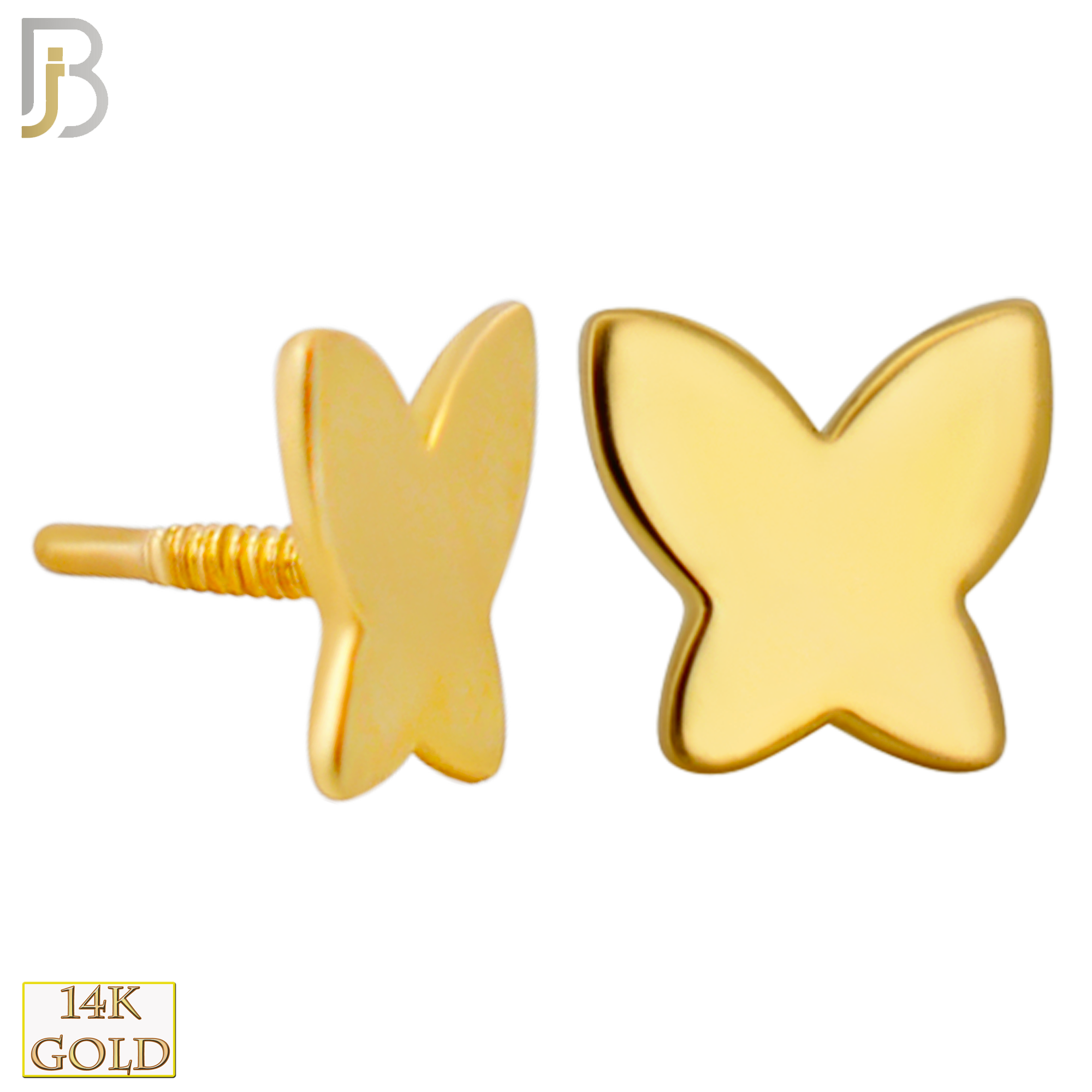 14-LB119 - 14k Yellow Gold Plain Butterfly Labret image 1