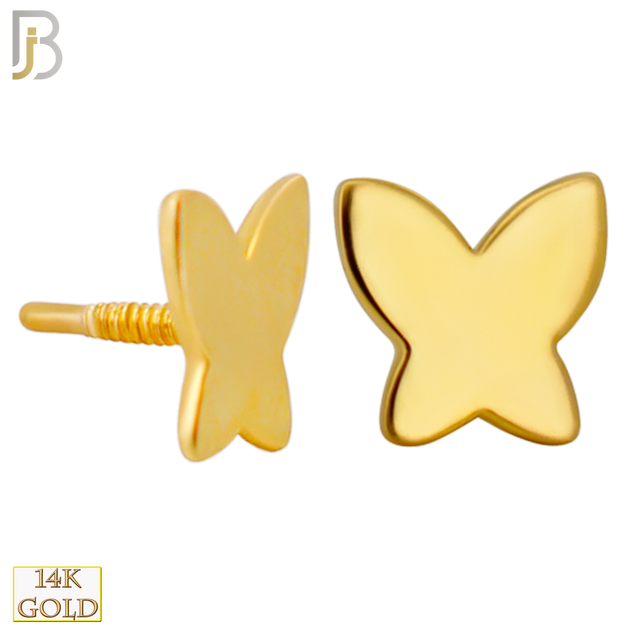 14-LB119 - 14k Yellow Gold Plain Butterfly Labret image 1