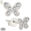 925-ES421 - Push Back -  925 Sterling Silver Butterfly with Multi CZ Stud Earrings image 0