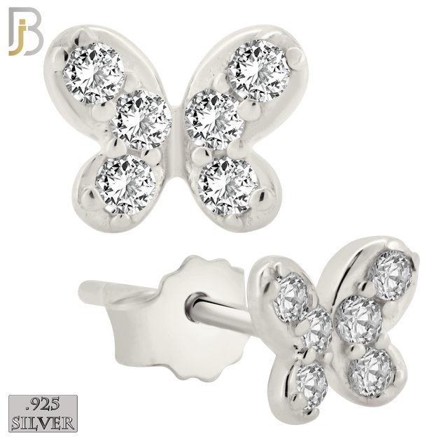 925-ES421 - Push Back -  925 Sterling Silver Butterfly with Multi CZ Stud Earrings image 0