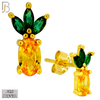 925-ES444 - 925 Sterling Silver Pineapple Stud Earring with Multi Colored Zircon - Push Back image 2