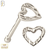14-NR11 - 14k Solid Gold Tunnel Heart Nose Bone image 1
