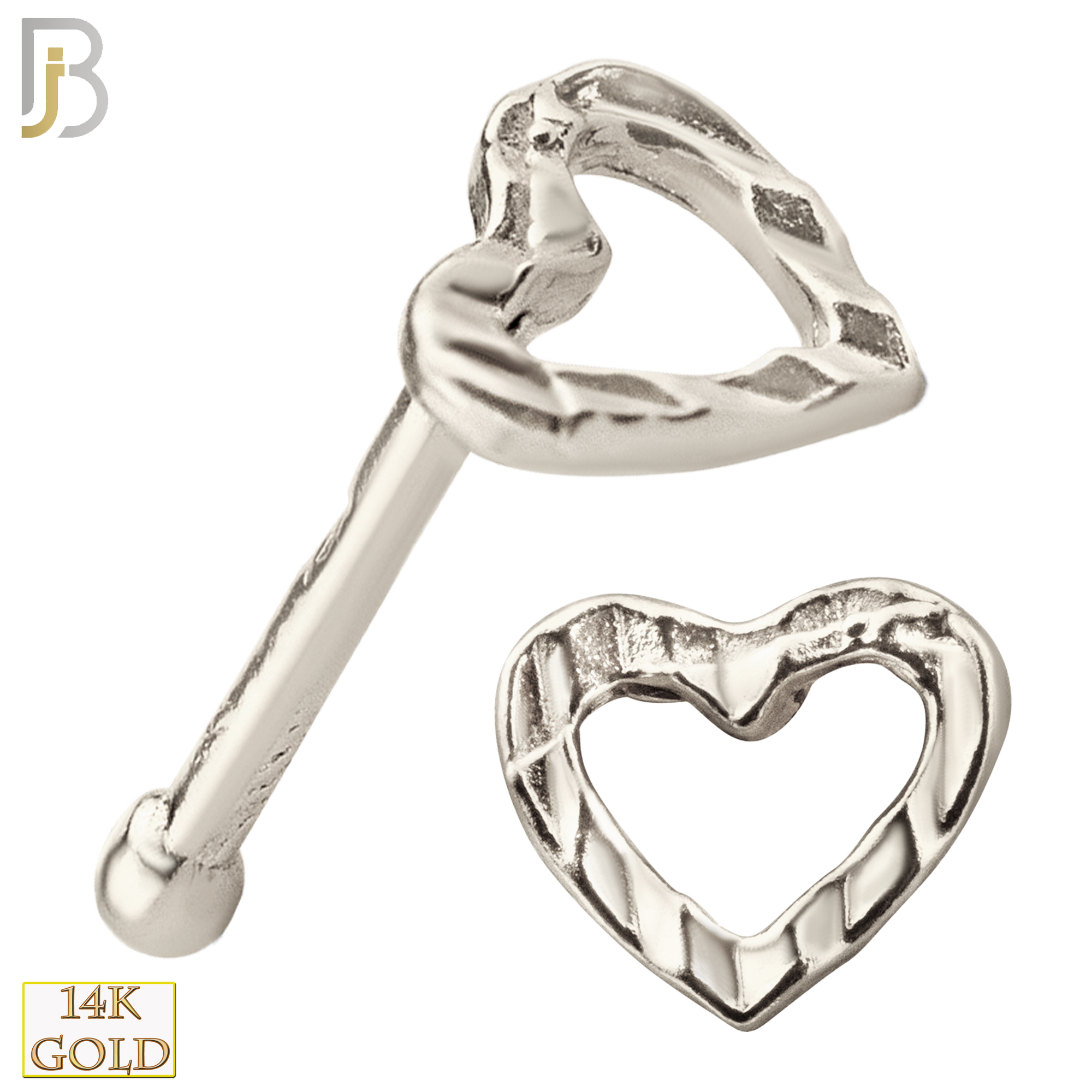 14-NR11 - 14k Solid Gold Tunnel Heart Nose Bone image 1
