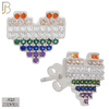 925-ES228S – 925 Sterling Silver Pixelated Heart Design Earring Stud with Multi Colored Zircon image 5